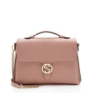 Gucci Leather Interlocking G Medium Top Handle